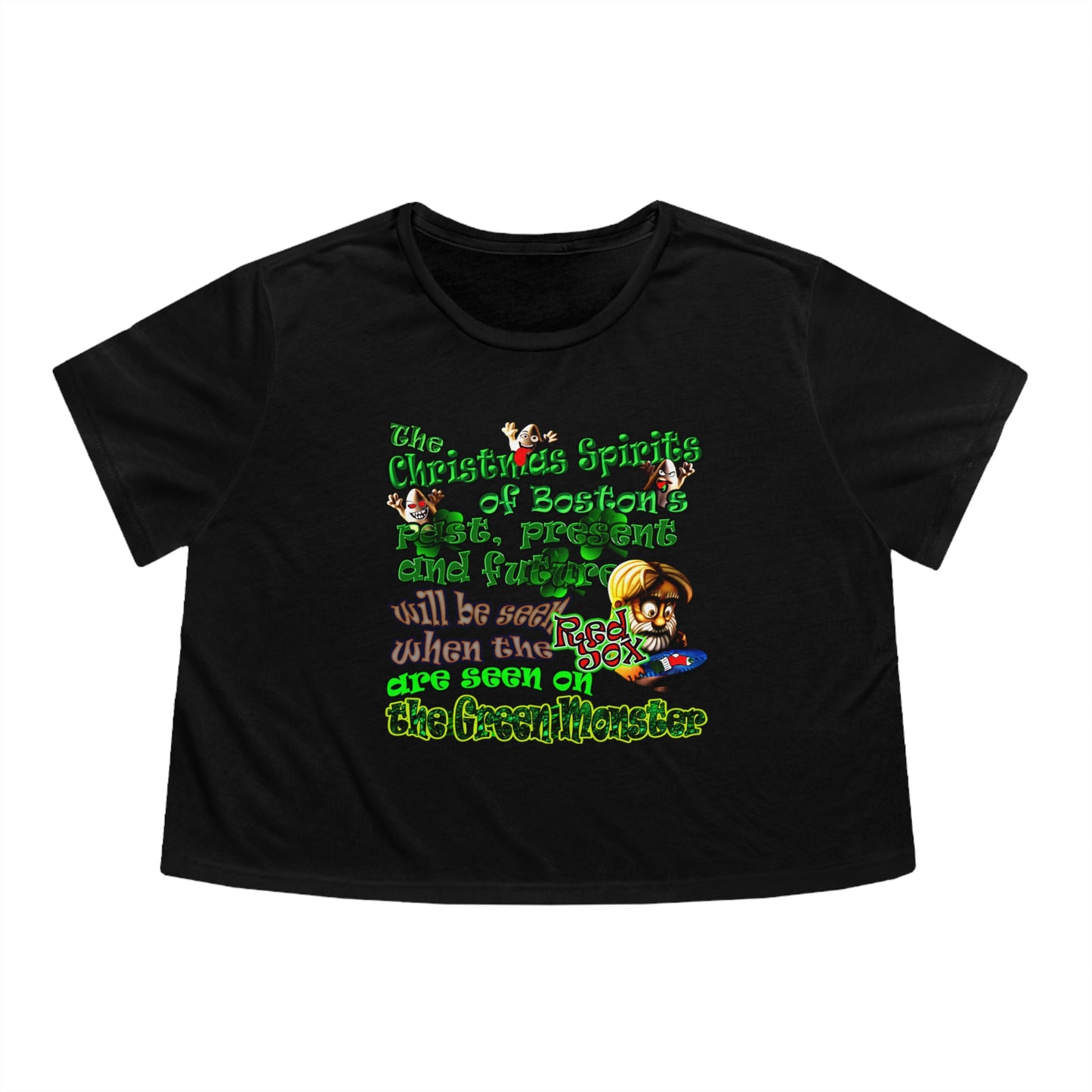 christmas spirits of boston - Women's Flowy Cropped Tee