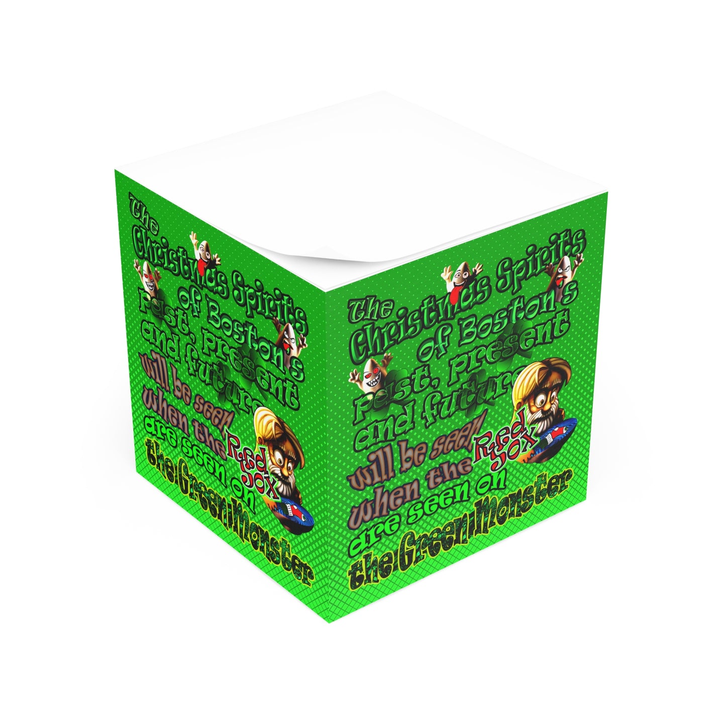 christmas spirits of boston - note cube (logo green)