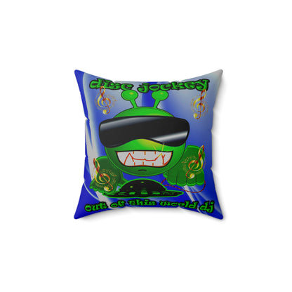 disc jockey - Spun Polyester Square Pillow - (blue-white wave)
