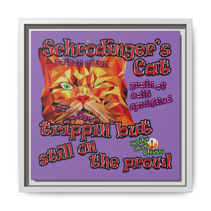 schrodinger's cat - framed canvas art (light purple)