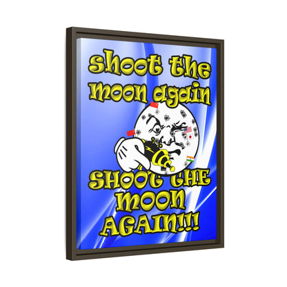shoot the moon again - framed canvas art (blue-white wave)