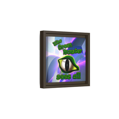 green monster - framed canvas art (grey-pink wave)