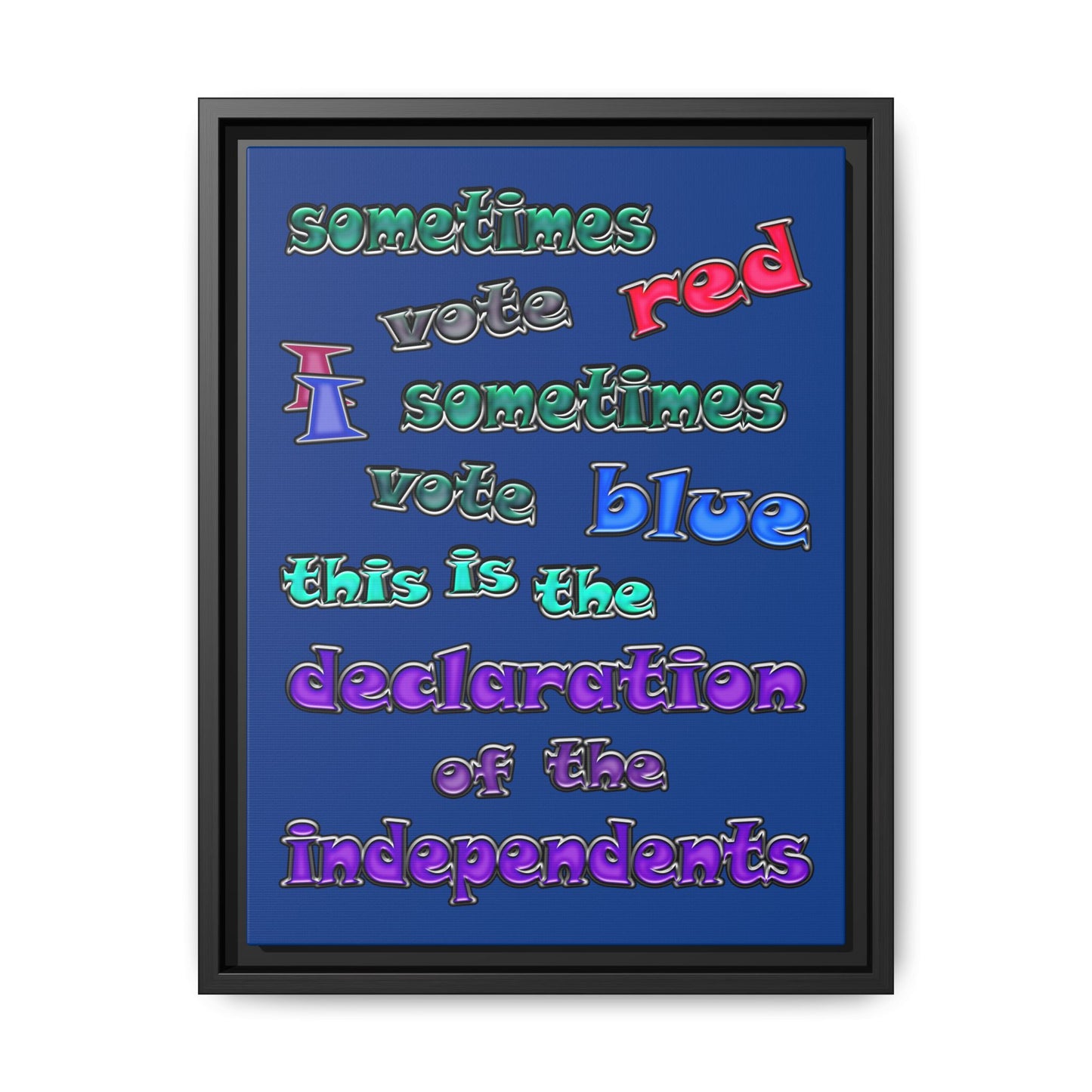 declaration of the independents - framed canvas art (dark blue)