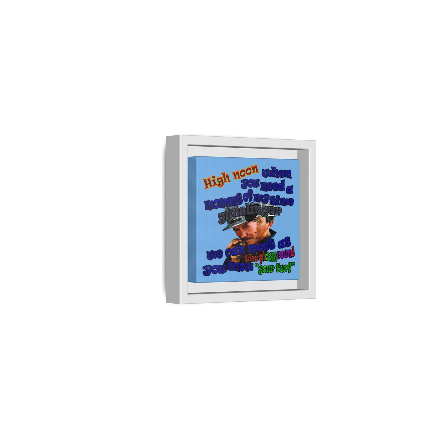 high noon - framed canvas art (light blue)