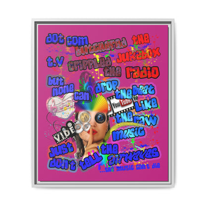 drop the beat - framed canvas art (pink)
