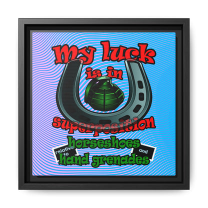my luck - framed canvas art (light blue-purple wave)