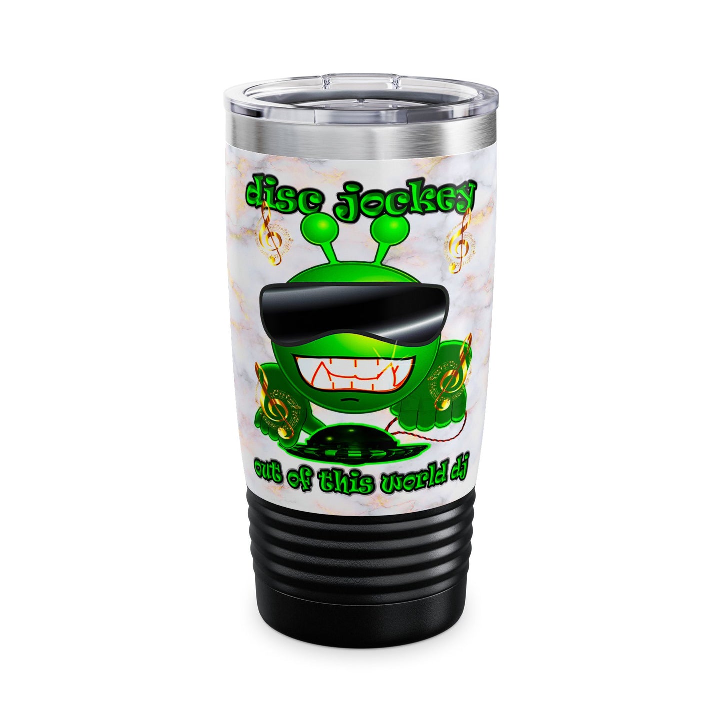 disc jockey - Ringneck Tumbler, 20oz (white marble)