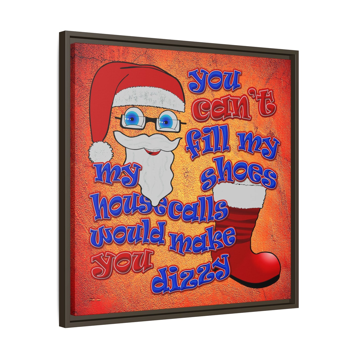 santa's shoes - framed canvas art (burnt orange)