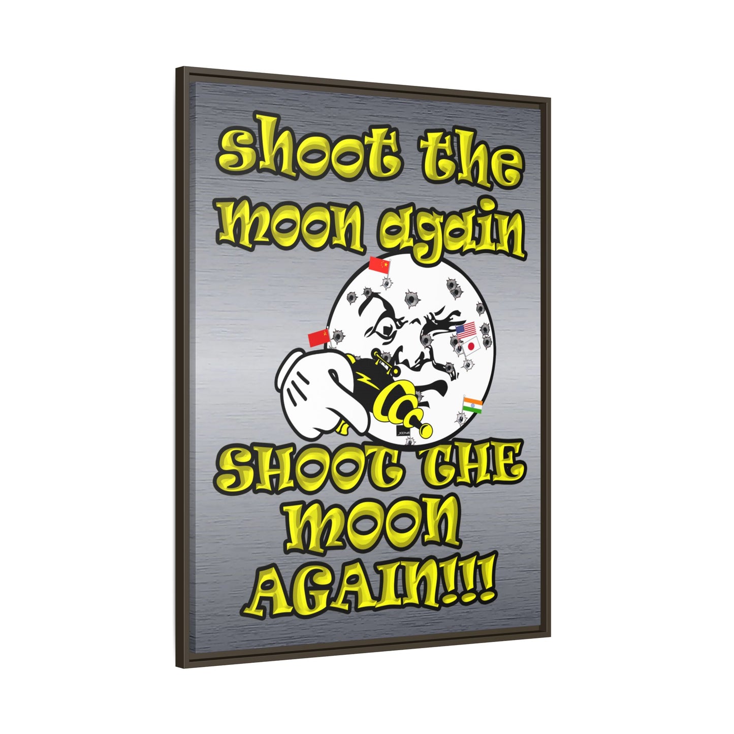 shoot the moon again - framed canvas art (brushed nickel)