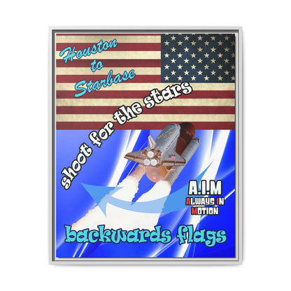 shoot for the stars - framed canvas art (blue-white wave)