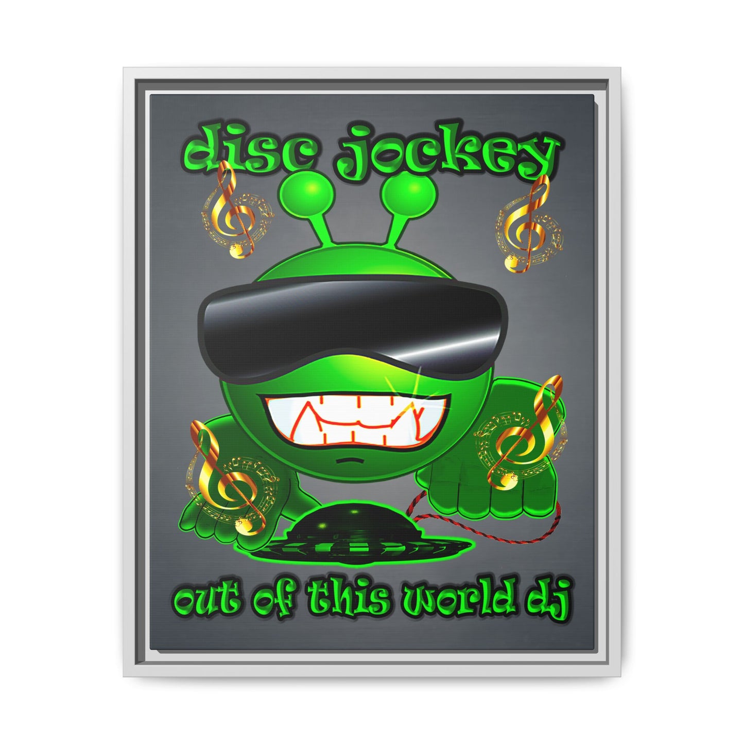 disc jockey - framed canvas art (grey-light grey)