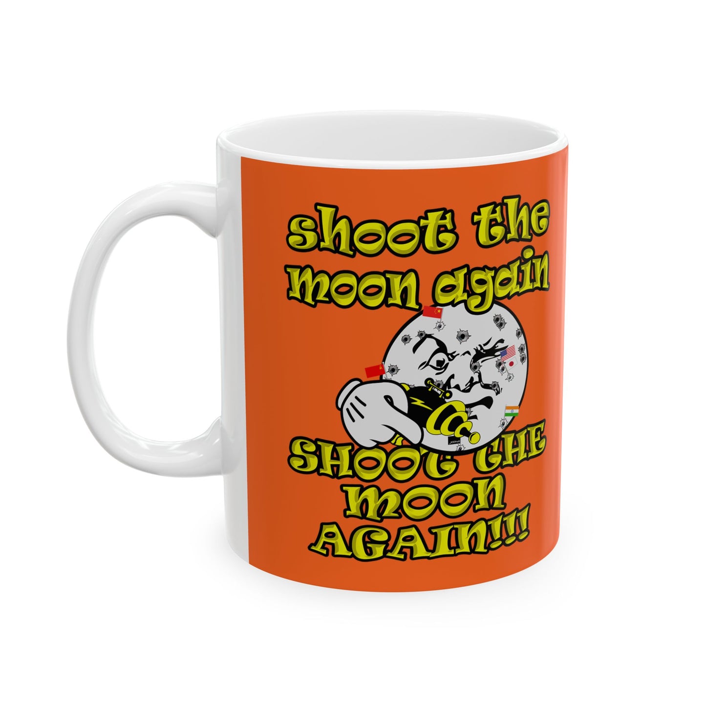 shoot the moon again - White Mug (orange)