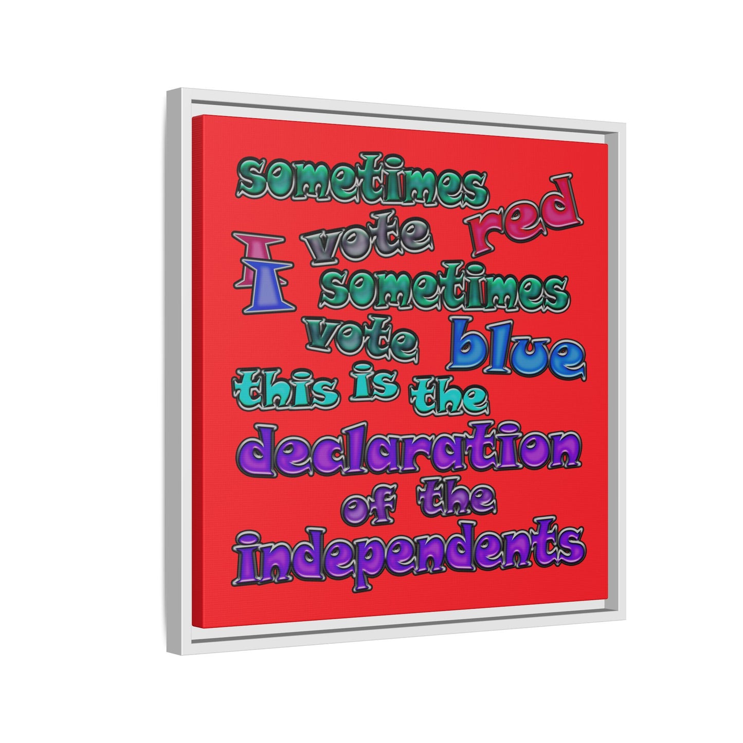 declaration of the independents - framed canvas art (red)