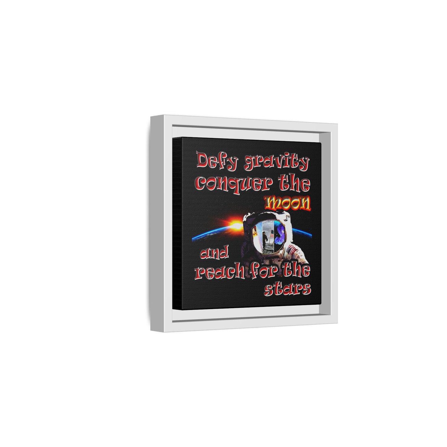defy conquer reach - framed canvas art (black)