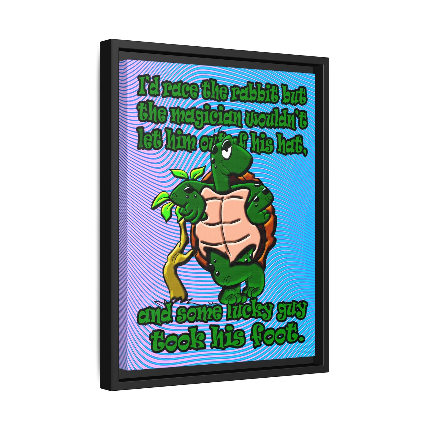 turtle race - framed canvas art (light blue-purple wave)
