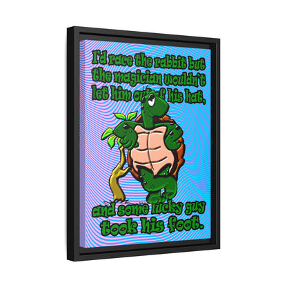 turtle race - framed canvas art (light blue-purple wave)