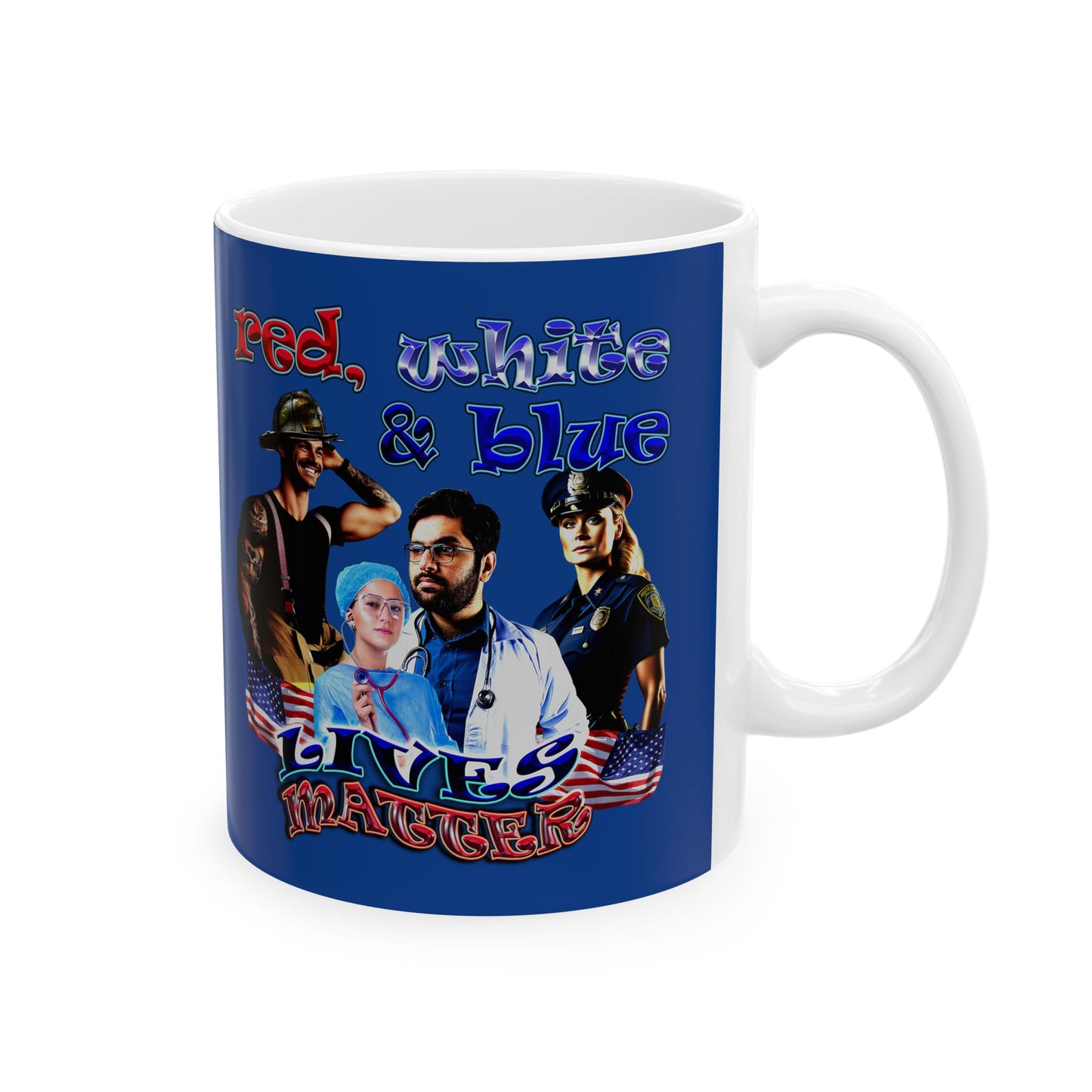 rw&b lives matter - White Mug (dark blue)