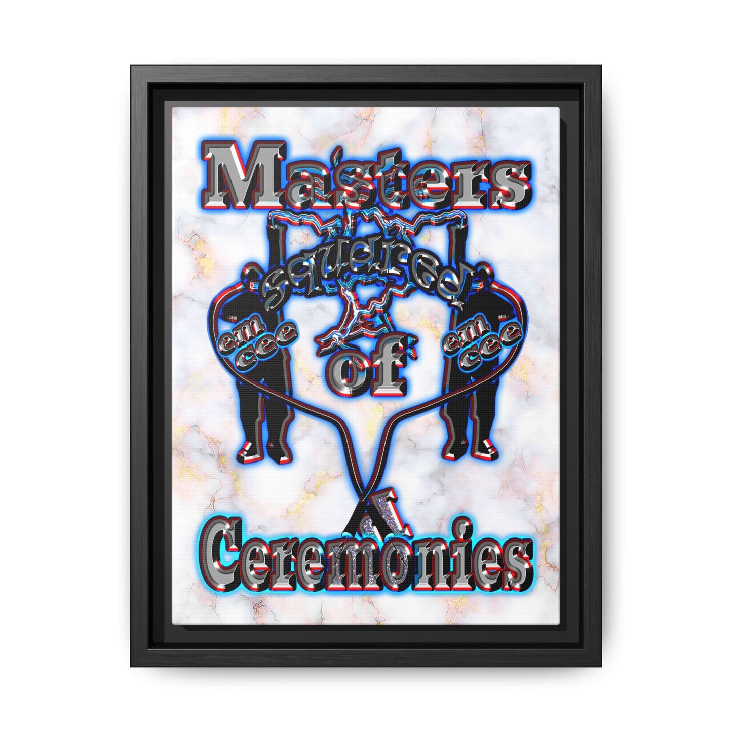em cee squared - framed canvas art (white marble)