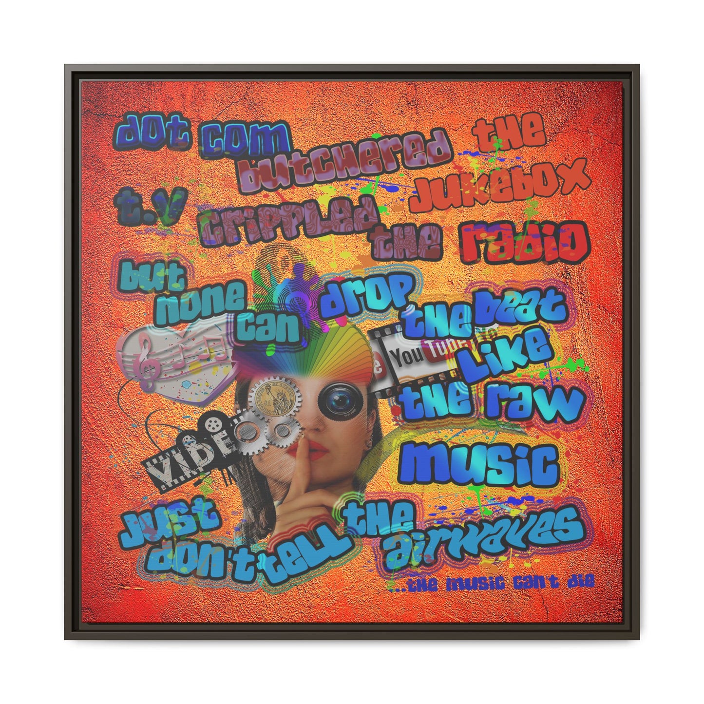 drop the beat - framed canvas art (burnt orange)
