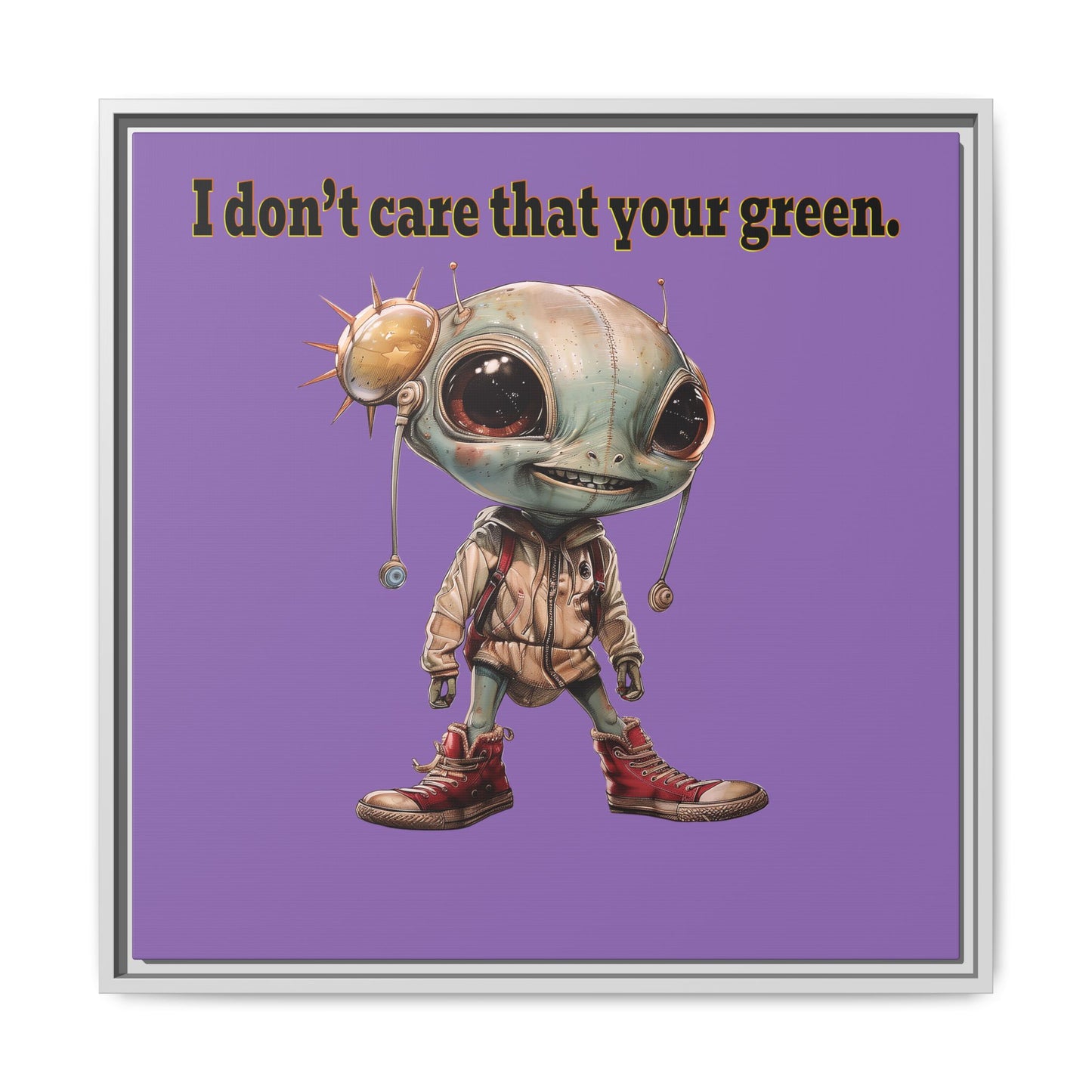 I don't care that your green - framed canvas art (light purple)