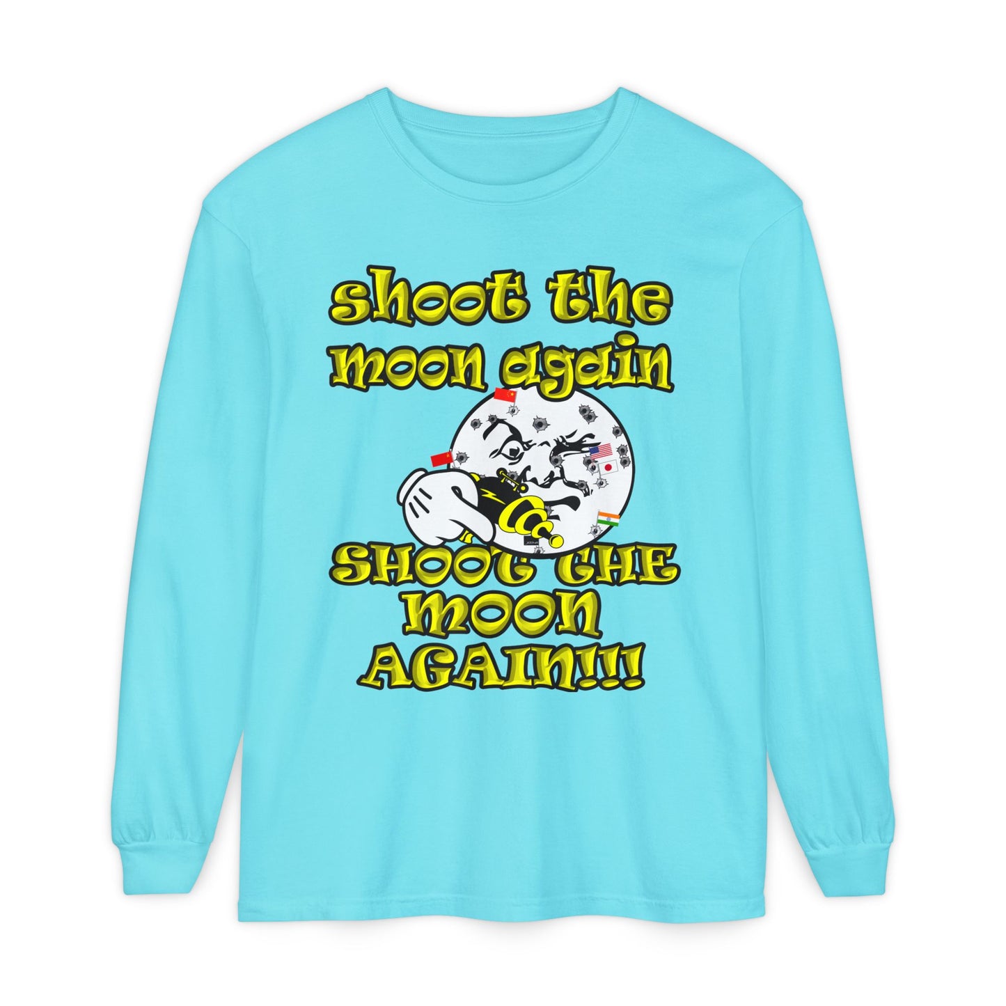 shoot the moon again - Unisex Garment-dyed Long Sleeve T-Shirt