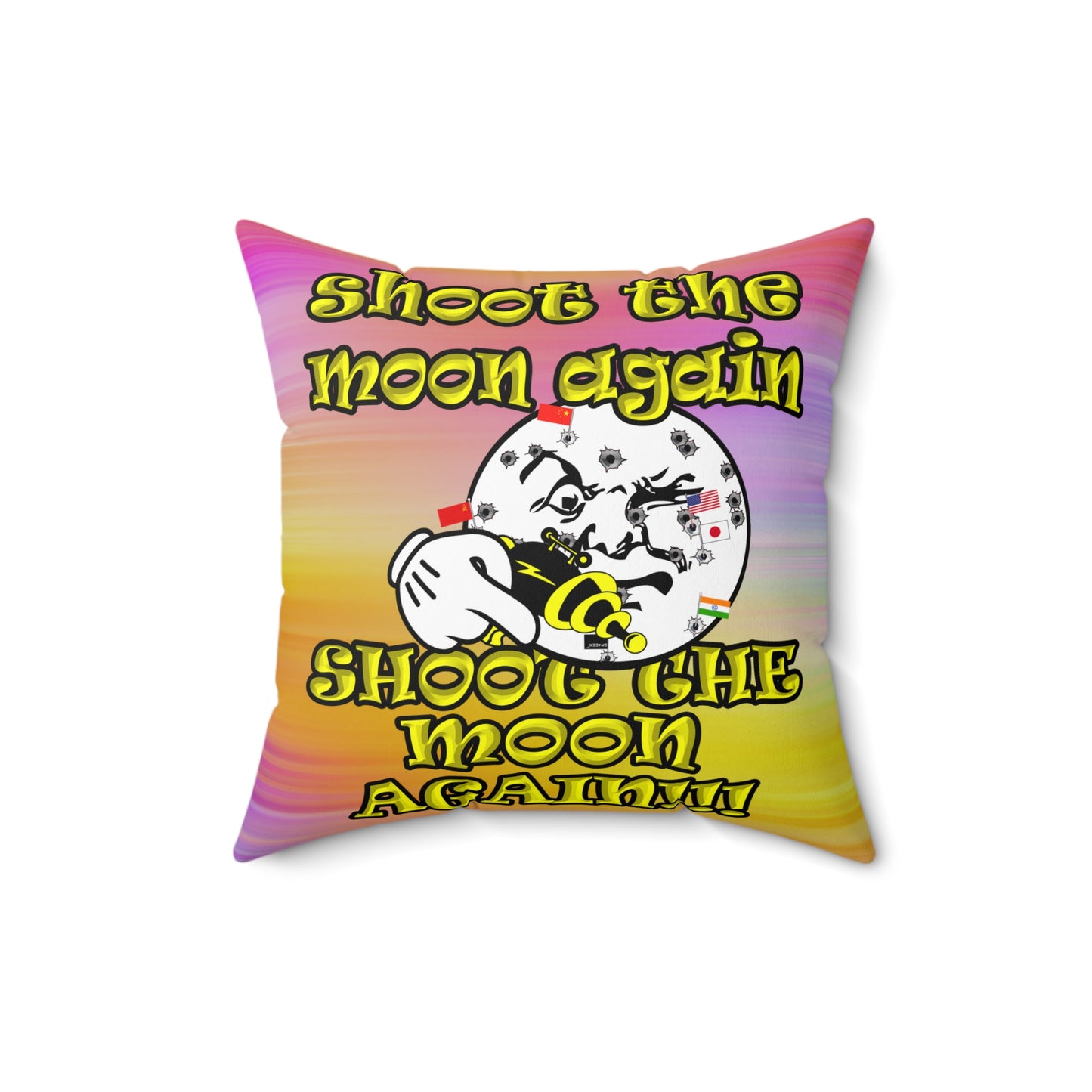 shoot the moon again - Spun Polyester Square Pillow - (color blur)