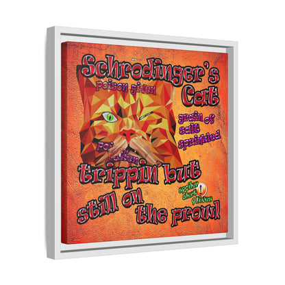 schrodinger's cat - framed canvas art (burnt orange)