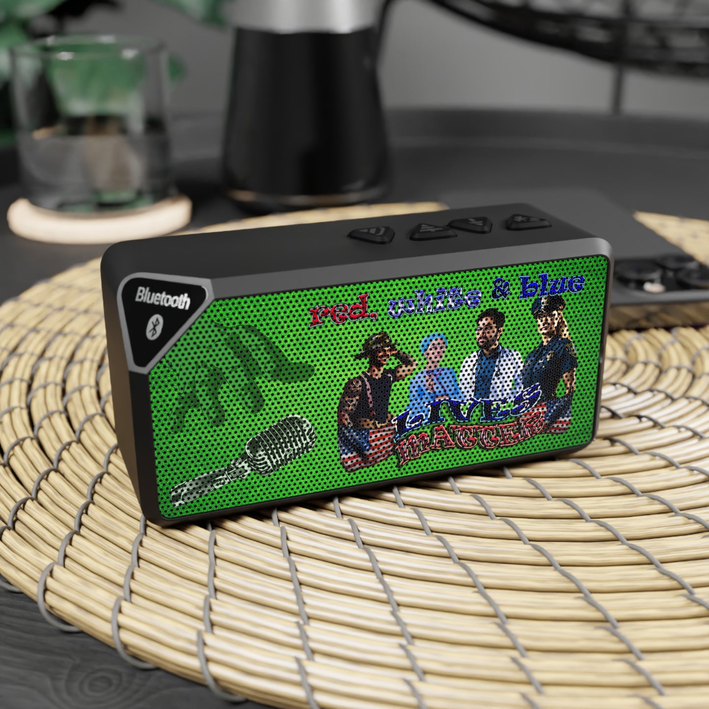 rw&b lives matter - Jabba Bluetooth Speaker (green turf)