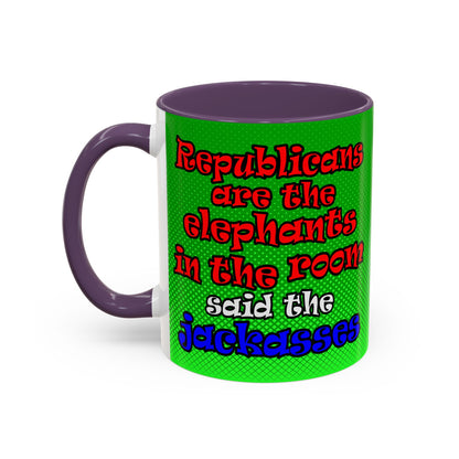 donkeys and elephants - Accent Mug (logo green)
