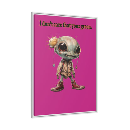 I don't care that your green - framed canvas art (pink)
