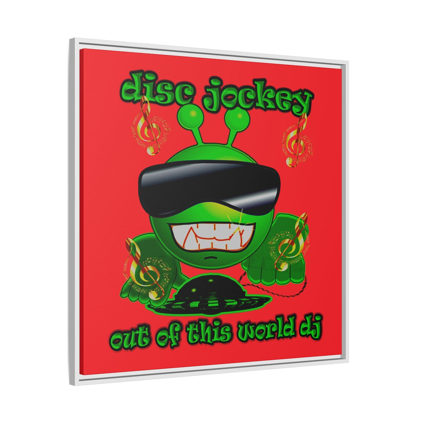 disc jockey - framed canvas art (red)