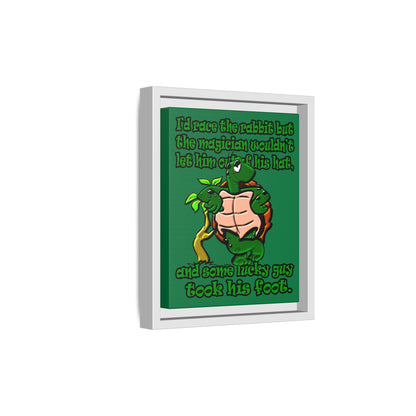 turtle race - framed canvas art (dark green)