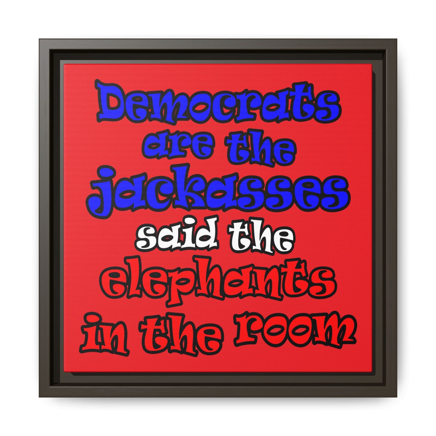 donkeys and elephants - framed canvas art (red)
