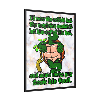 turtle race - framed canvas art (white marble)