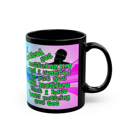 noticed you noticing - Black Mug (light blue-pink wave)