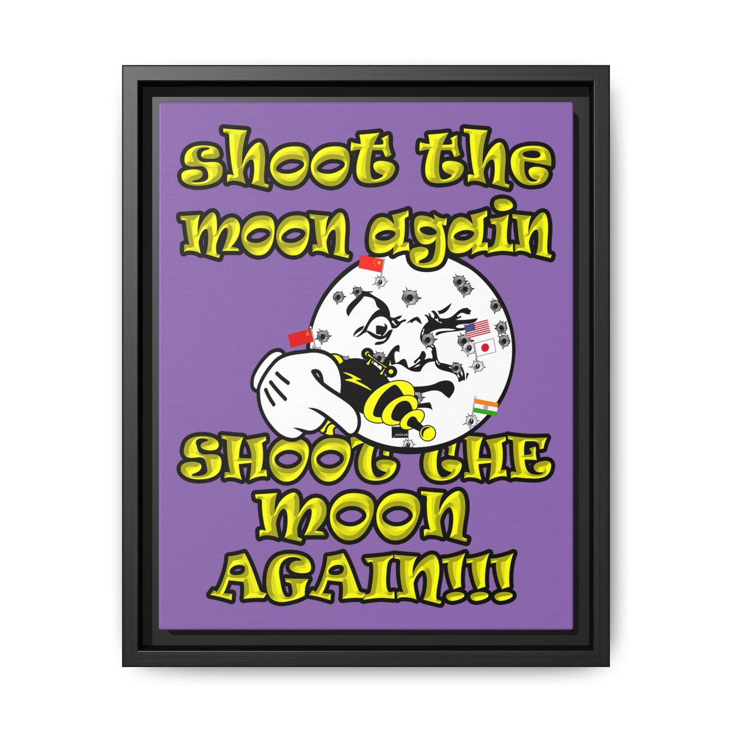 shoot the moon again - framed canvas art (light purple)