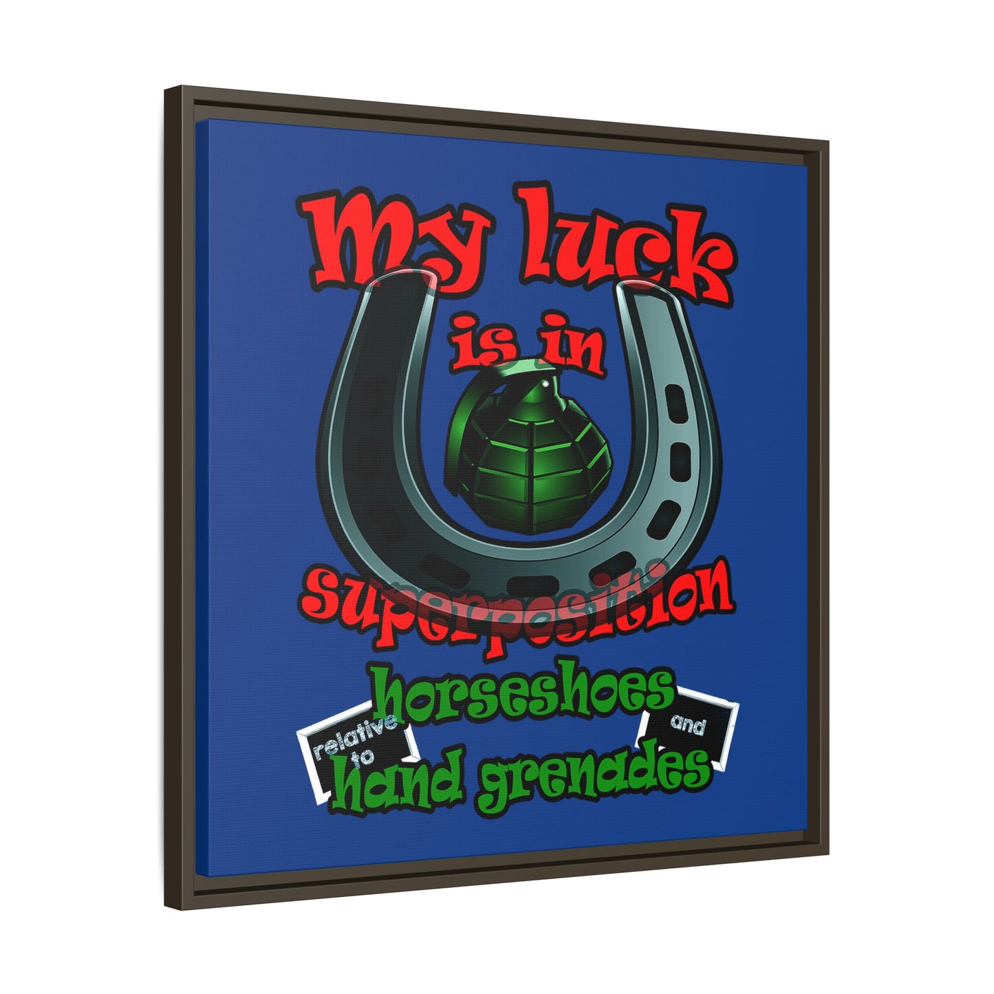 my luck - framed canvas art (dark blue)