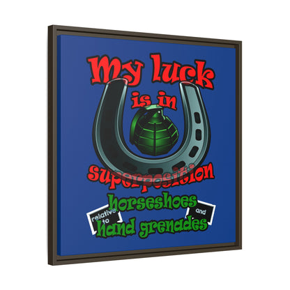 my luck - framed canvas art (dark blue)
