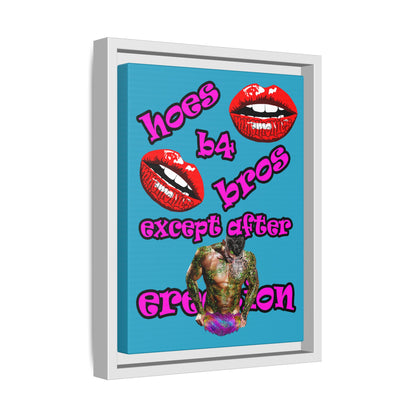 hoes b4 bros - framed canvas art (turquoise)