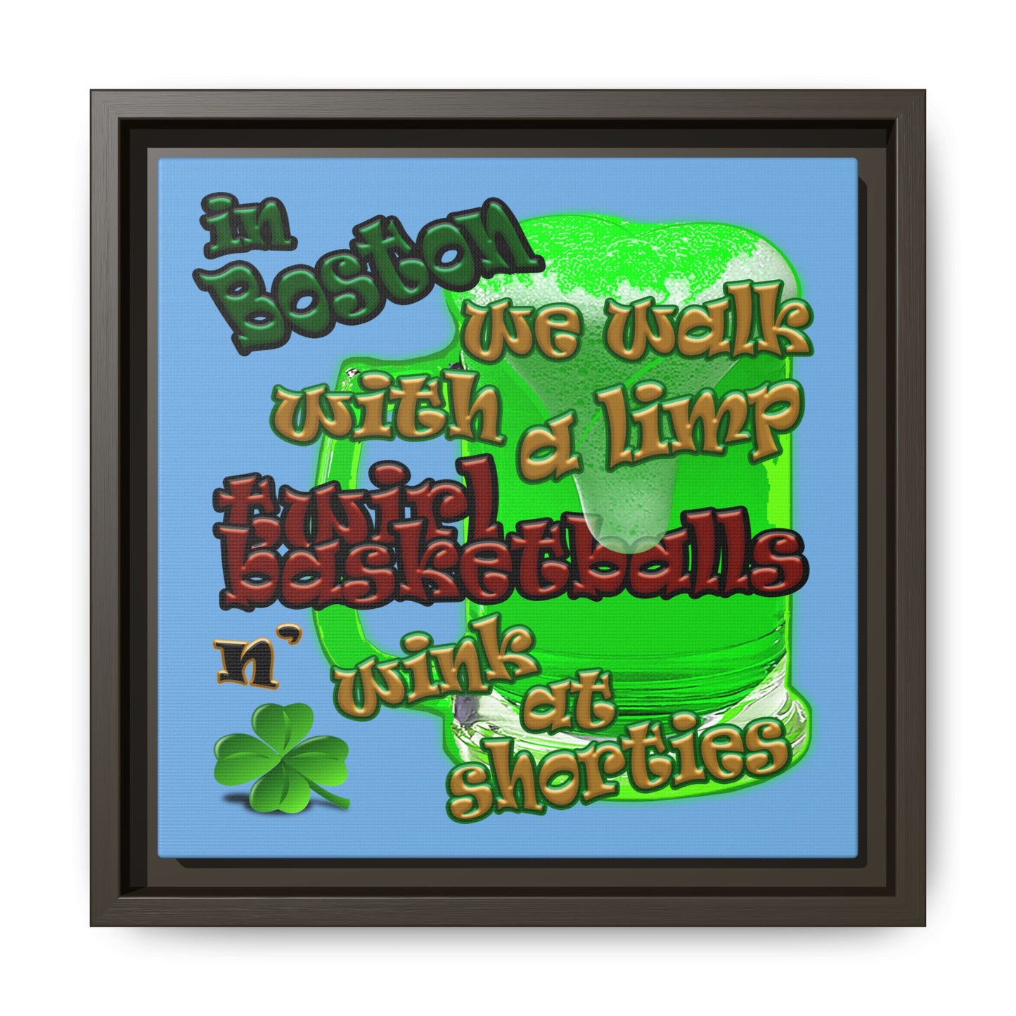celtics logo - framed canvas art (light blue)