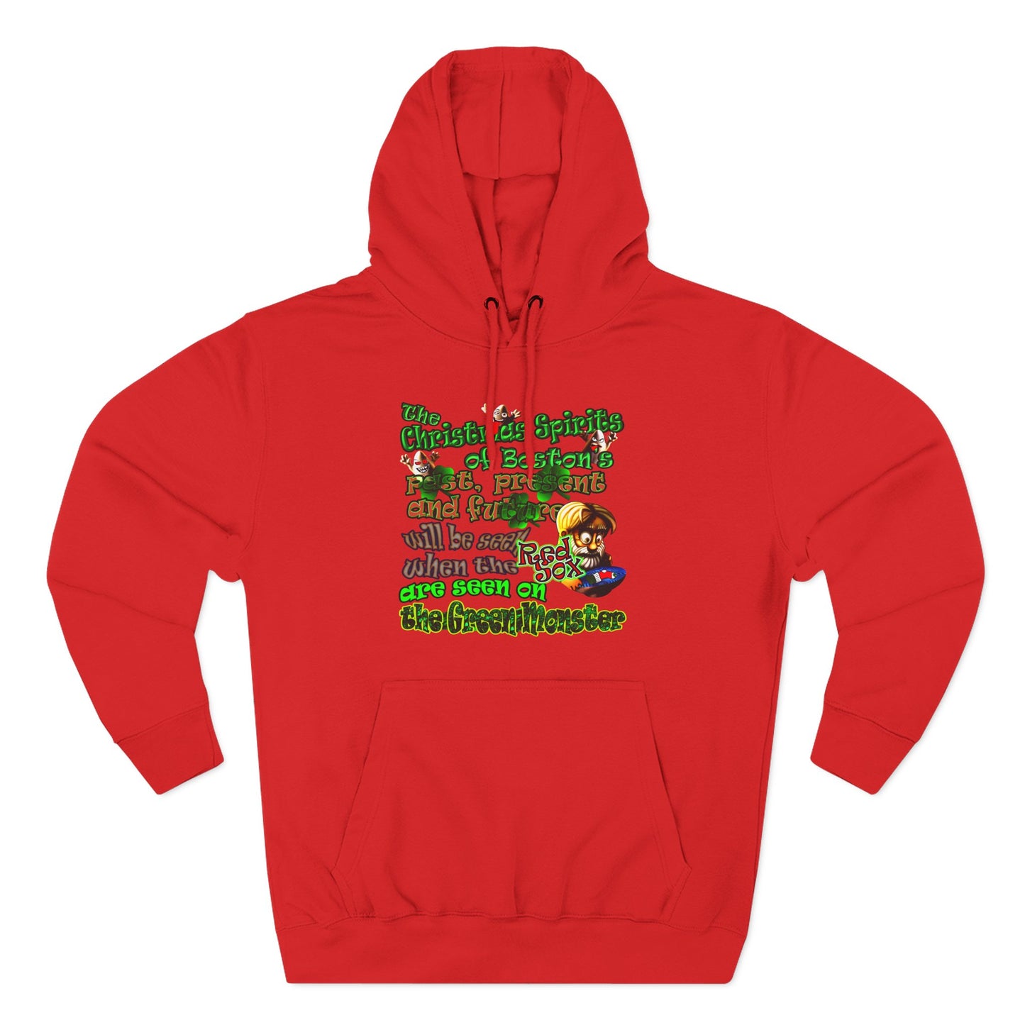 christmas spirits of boston - Three-Panel Fleece Hoodie