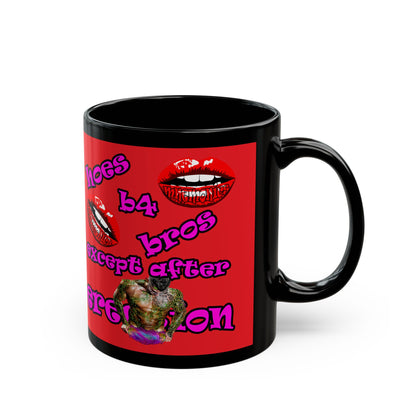 hoes b4 bros - Black Mug (red)