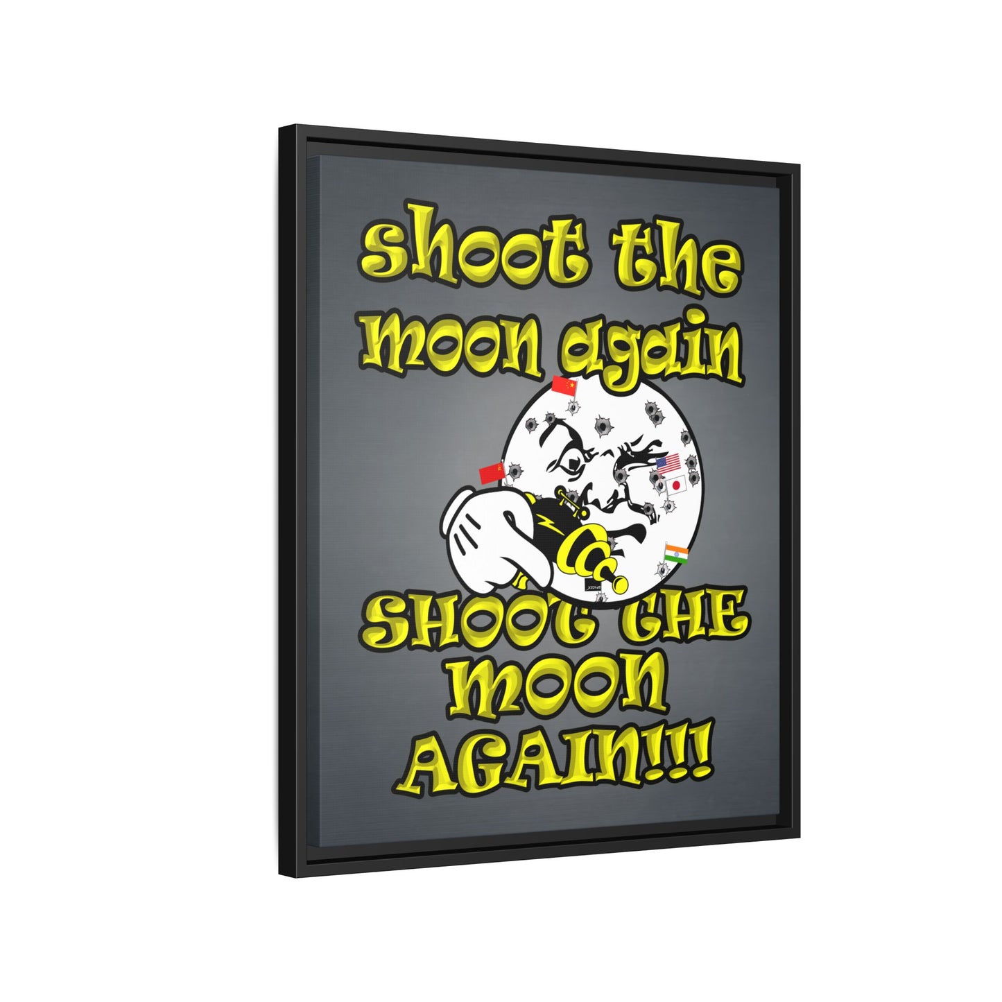 shoot the moon again - framed canvas art (grey-light grey)