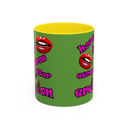 hoes b4 bros - Accent Mug (green)