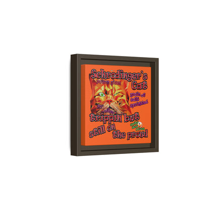 schrodinger's cat - framed canvas art (orange)