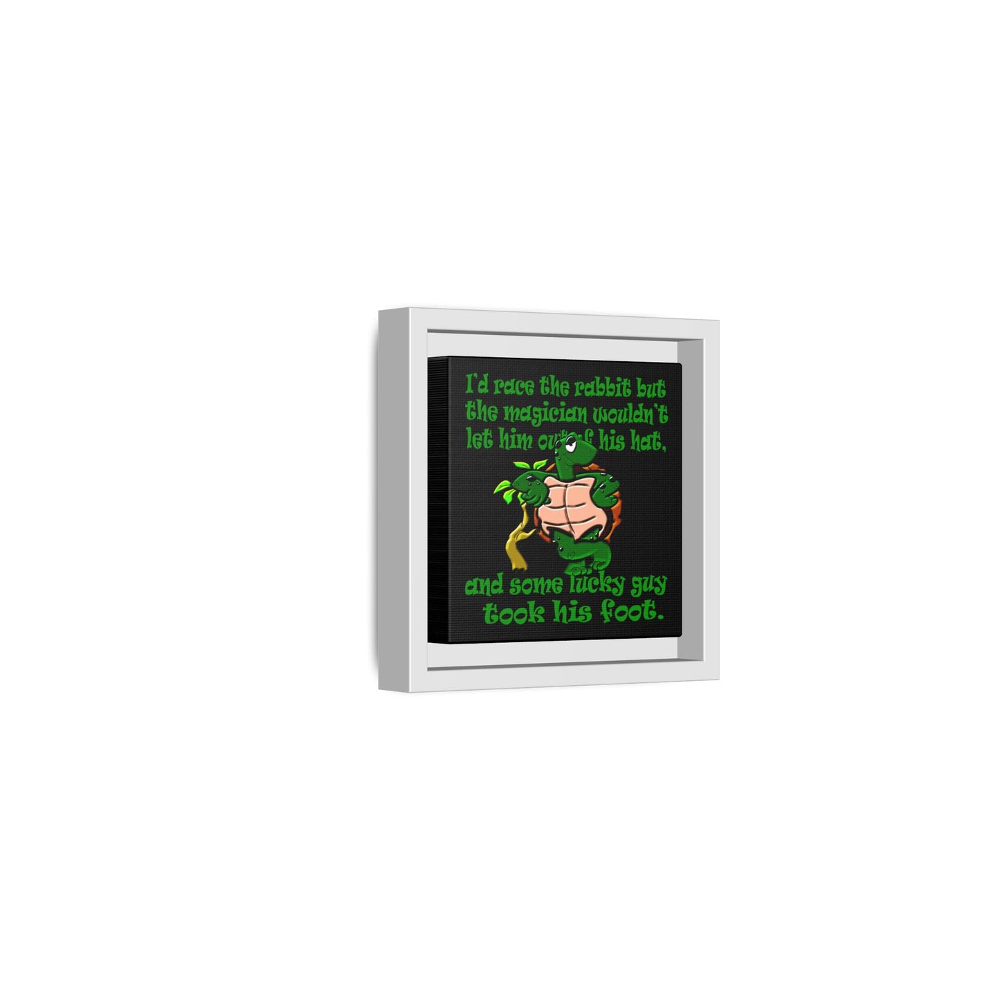 turtle race - framed canvas art (black)