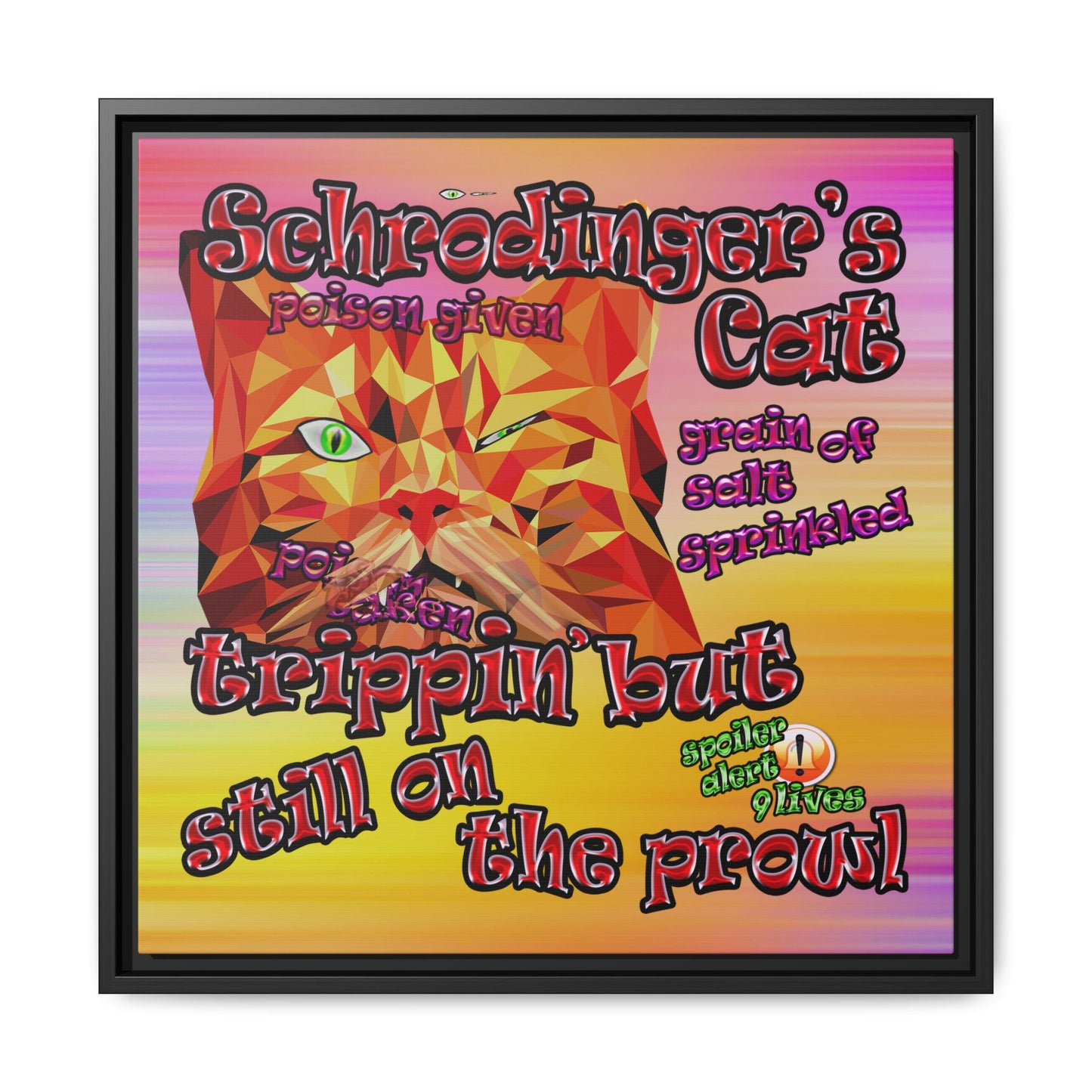 schrodinger's cat - framed canvas art (color blur)