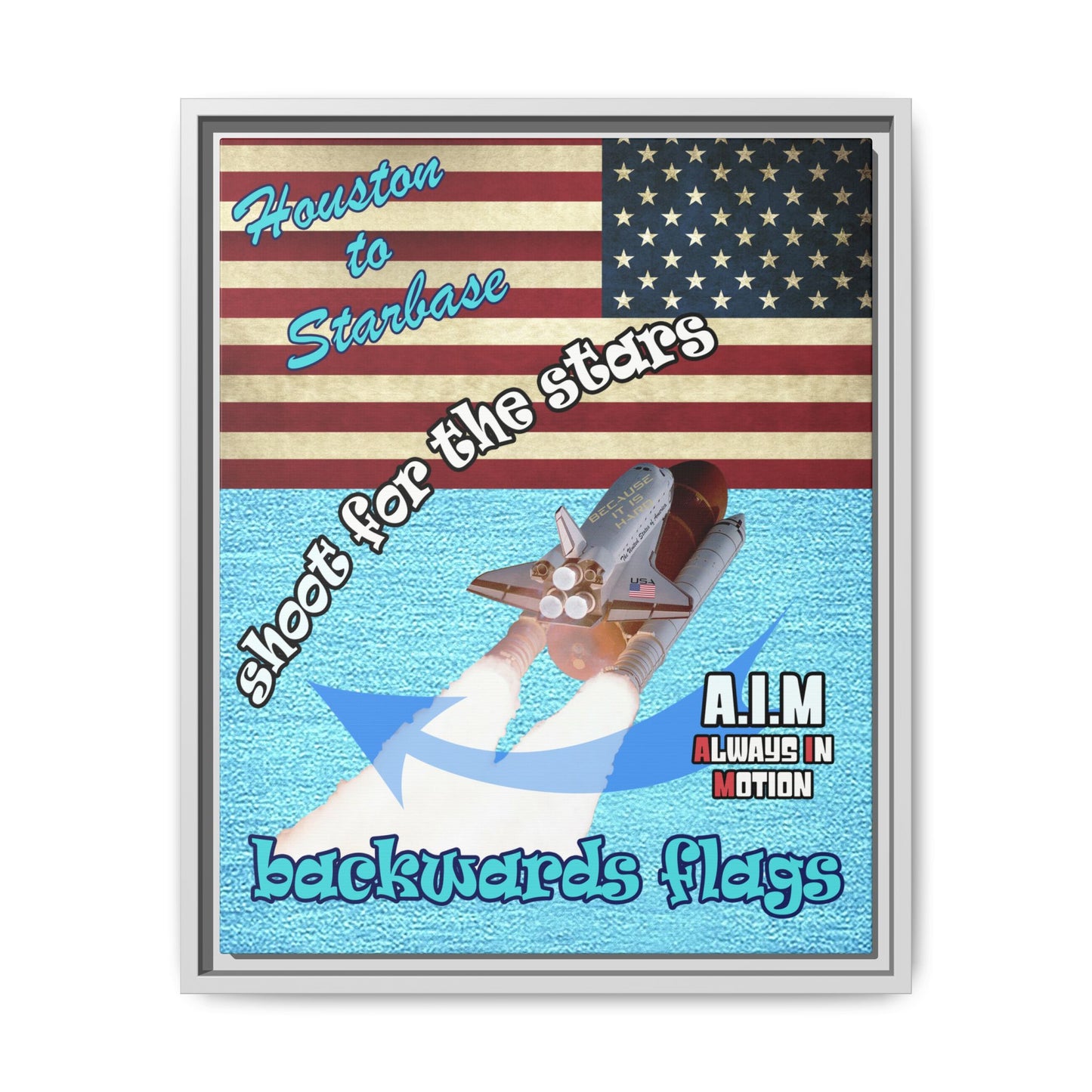 shoot for the stars - framed canvas art (faded blue)
