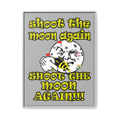 shoot the moon again - framed canvas art (light grey)