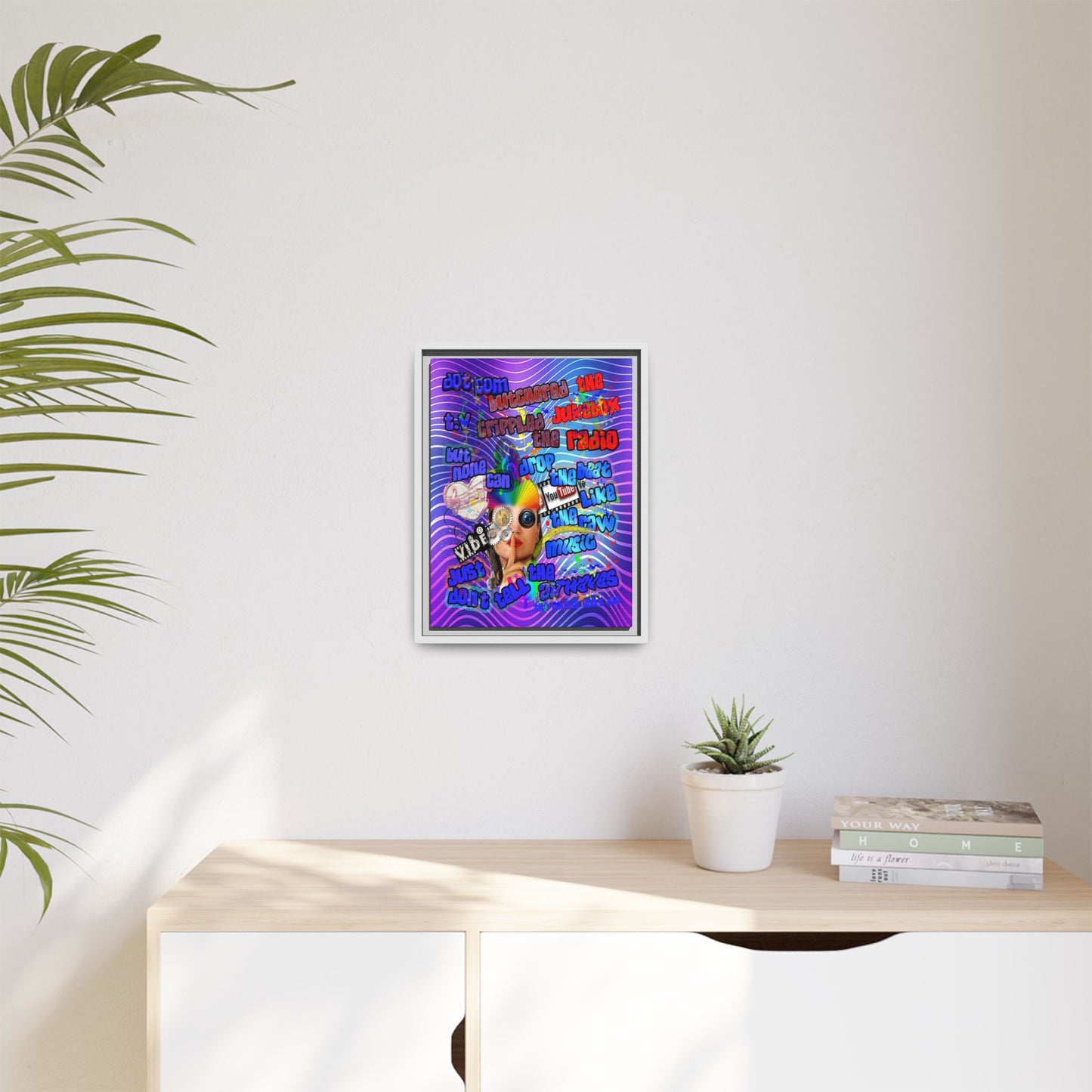 drop the beat - framed canvas art (purple wave)